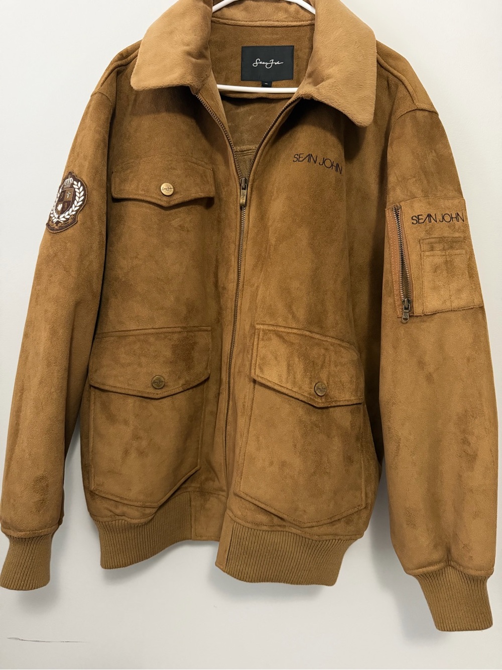 VTG Men Sean John Light Brown Faux Suede Jacket Sz XL